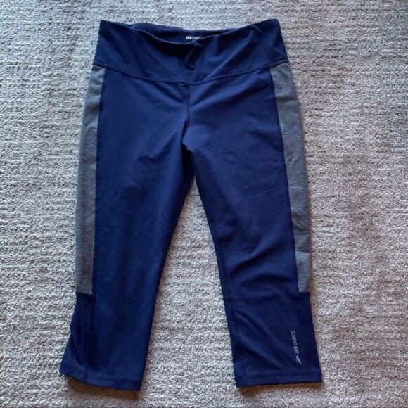 BROOKS Cropped Running/Performance Leggings Blue S - Picture 1 of 5